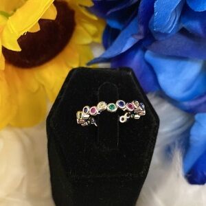 Rainbow Gemstone Eternity Accent Ring NEW!